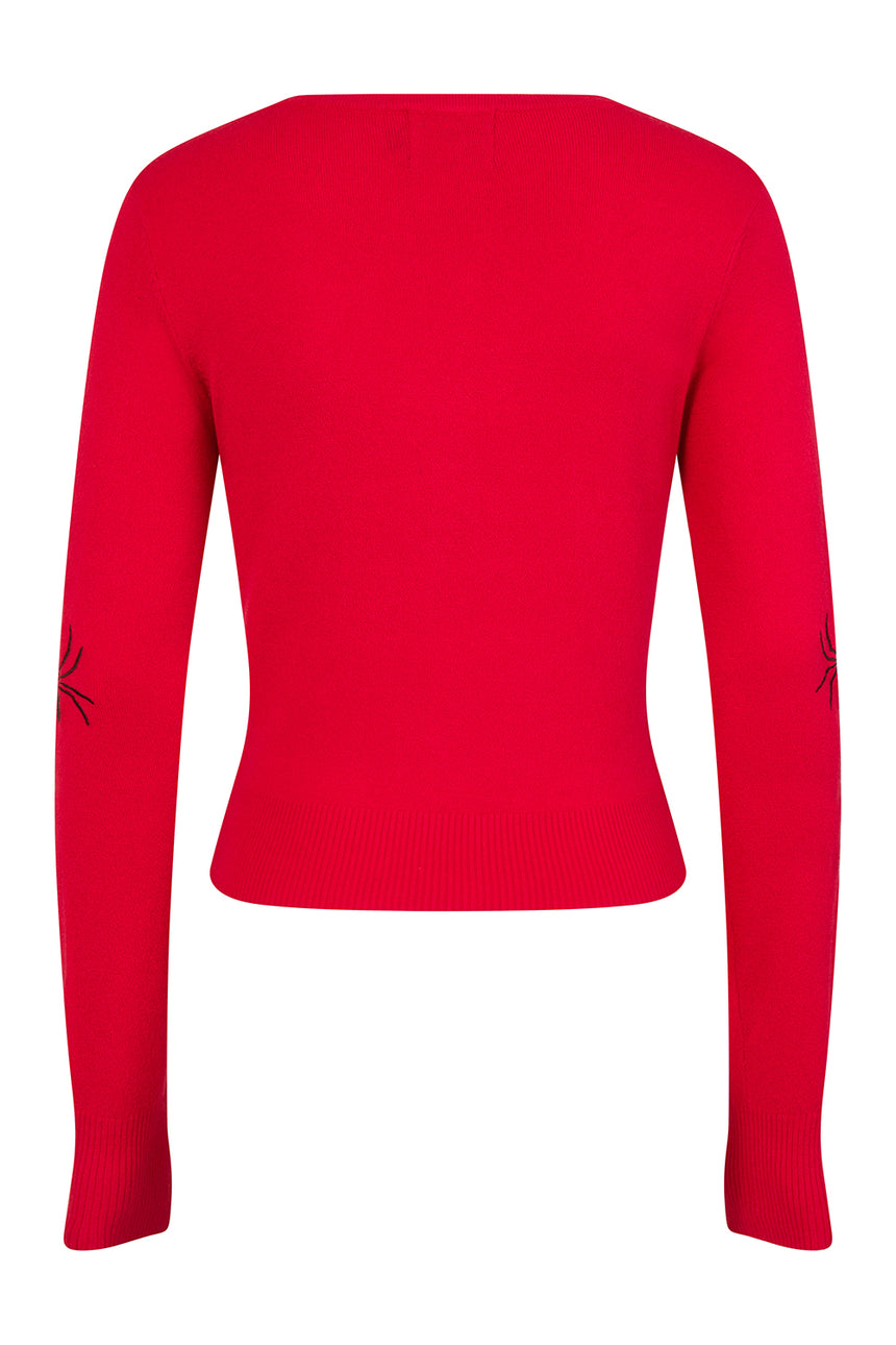 Spinnen-Cardigan Rot