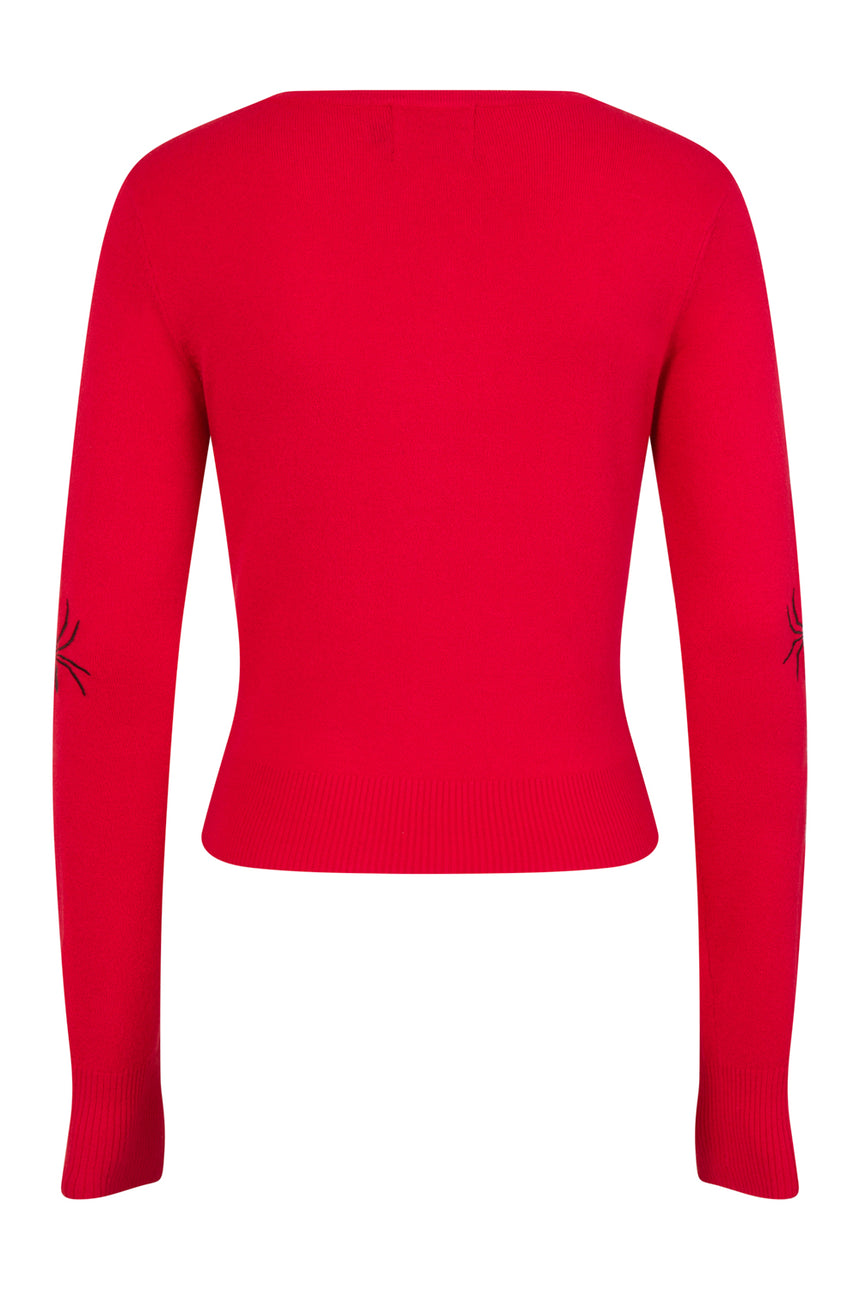 Spinnen-Cardigan Rot