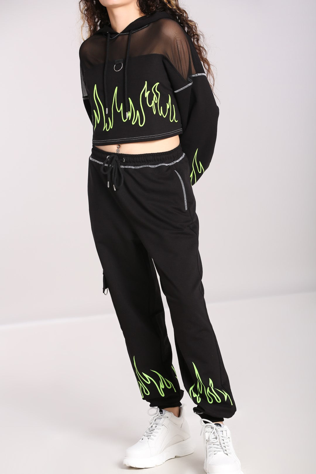 Flames Joggers Zwart-Groen