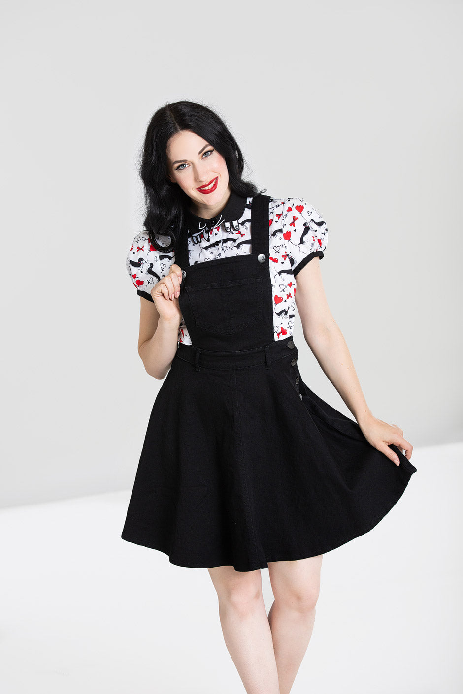 black pinafore denim dress Denim Pinafore Dress