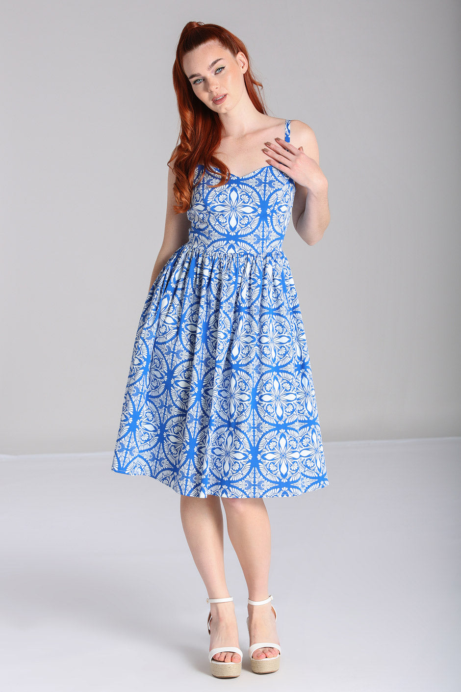 Hell Bunny Sicily Dress Blue S