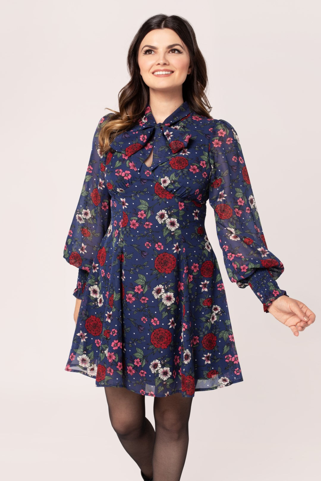 knee length dresses for ladies Camellia Mini Dress – Hell Bunny main image 1
