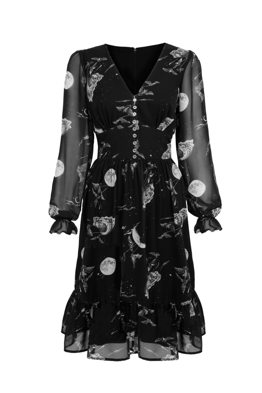 ◆Loulouseoul◆ Rosy Balloon Shirring Midi Dress Black S1277 Black Balloon Sleeves Frilled Maxi Dress By Estonished | EST
