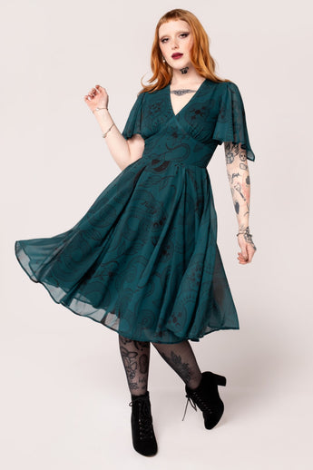 Hell Bunny Anatomy Skulls 40s Dress Black