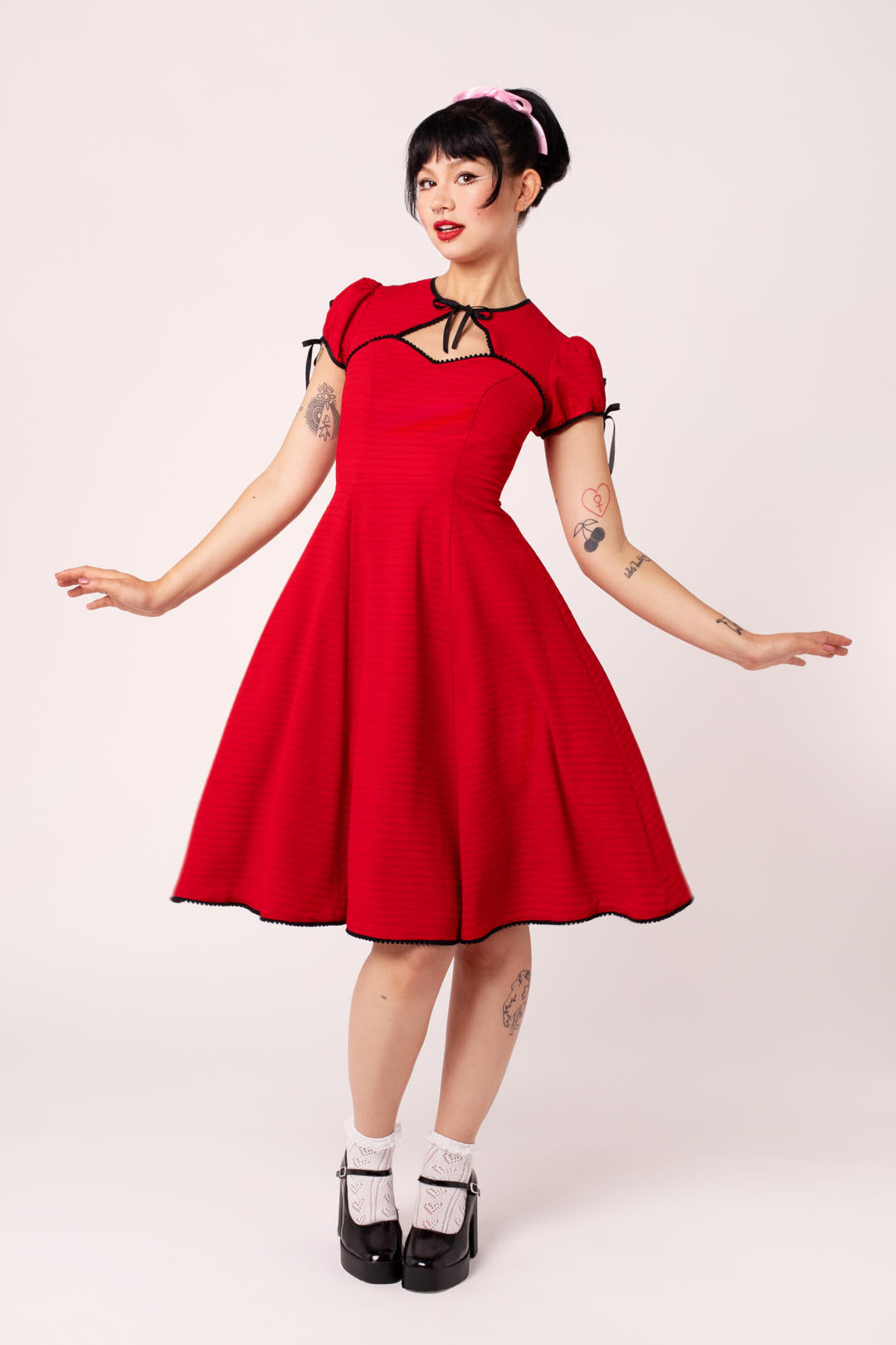 red dress vintage clothing Casey Dress – Hell Bunny