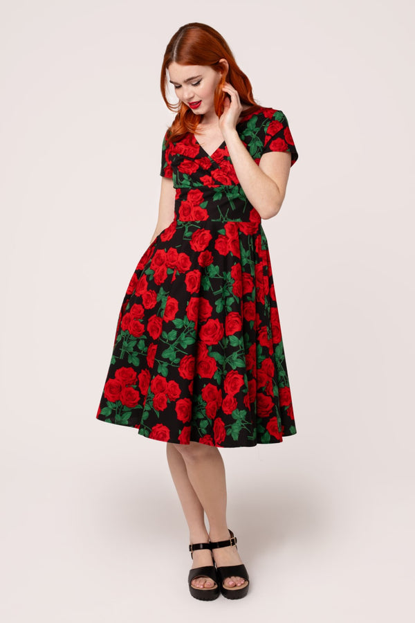 Hell Bunny Dolce Vita Roses 50 Luvun Paita Musta