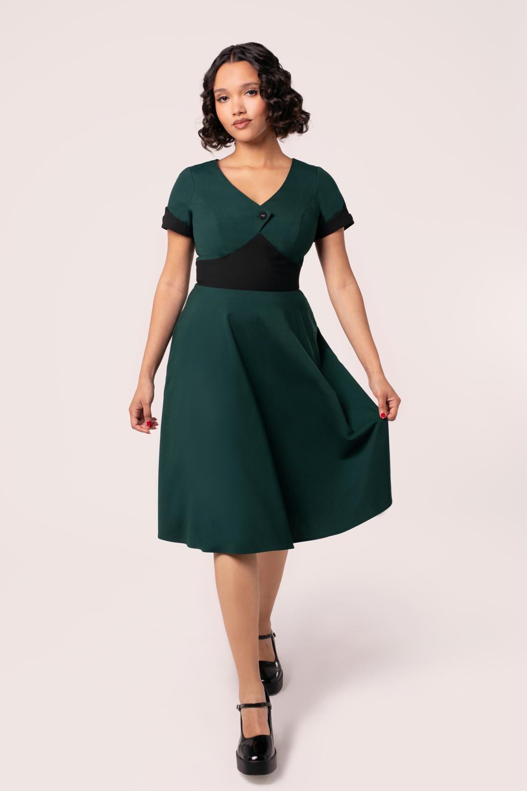 ワンピース Hashtag DDD Bunny Doll Green Brown Plaid Petal Dress Jessica Dress – Hell Bunny