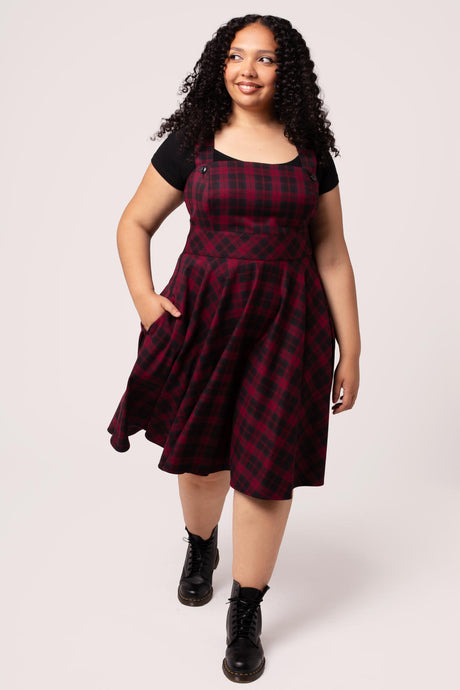 plus size red tartan dress LIMITED COLLECTION Plus Size Red Gingham Bardot Frill Midi Dress