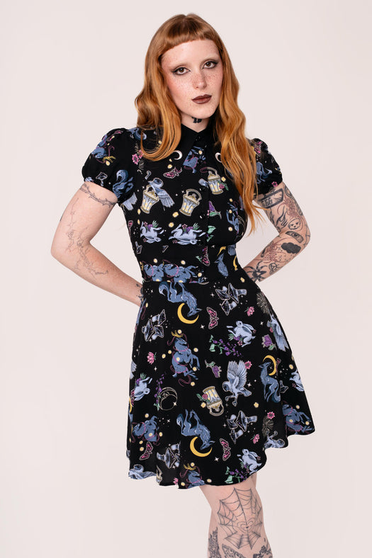 Hell Bunny Basil Fox Mini Dress Green main image 1