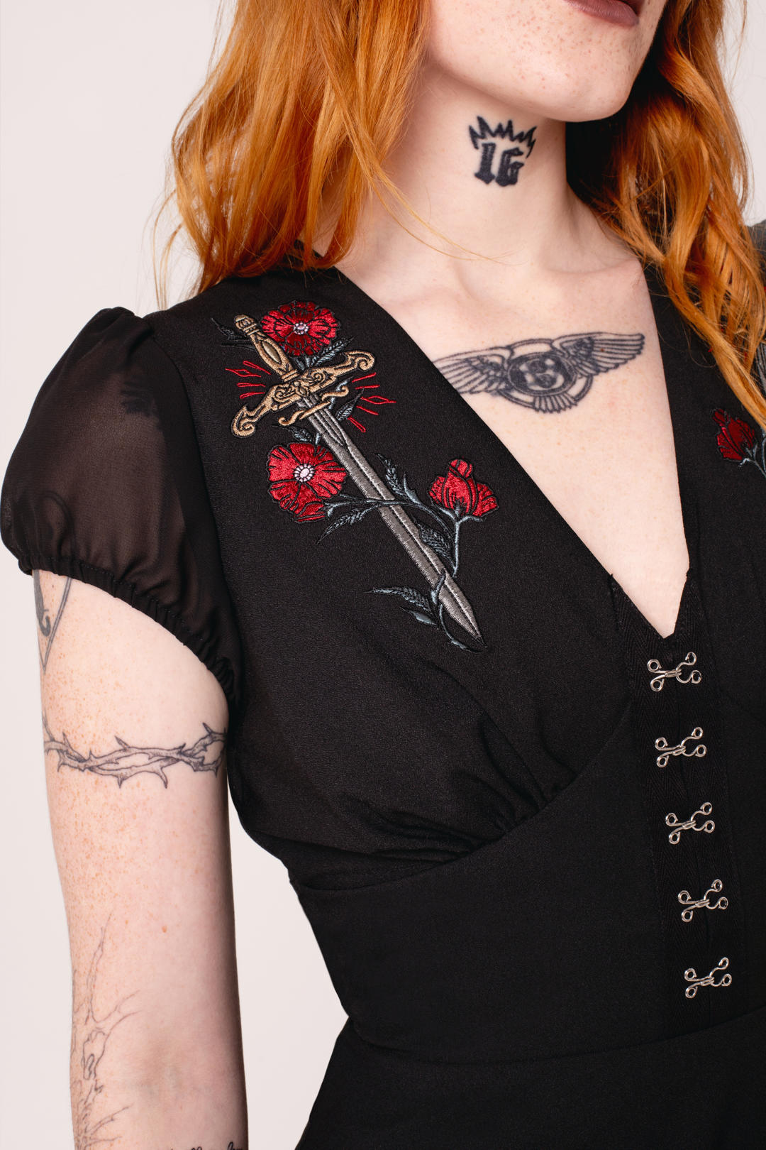 hell bunny rose embroidered dress Hell Bunny Rose Embroidered Dress