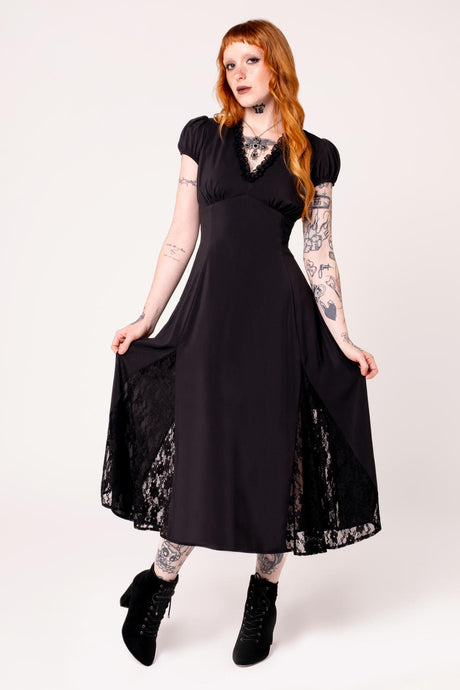 black party dresses for over 50s Dolly and Dotty Vintage Evening Dress "Beverly Swing Dress" in Black Vintage Vogue