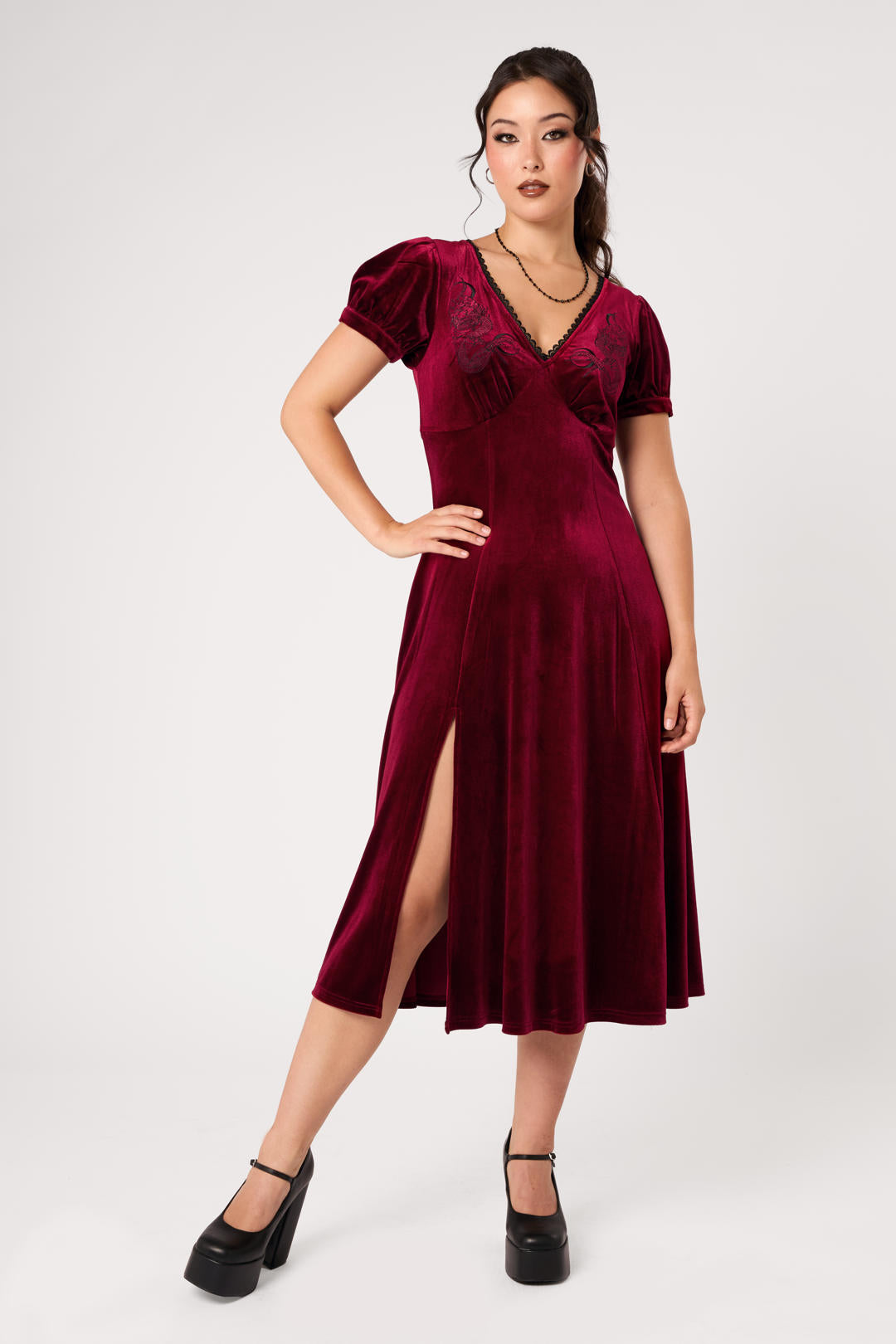 hell bunny burgundy dress Medusa Burgundy velvet