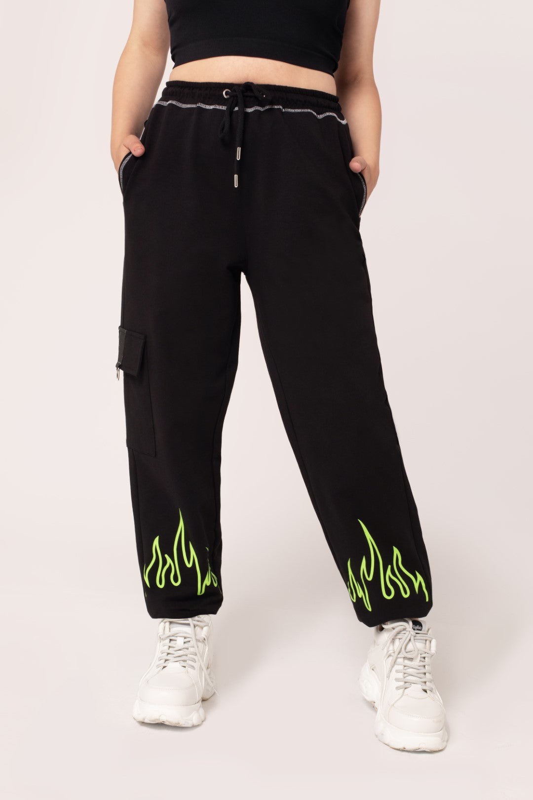 Flames Joggers Black-Green