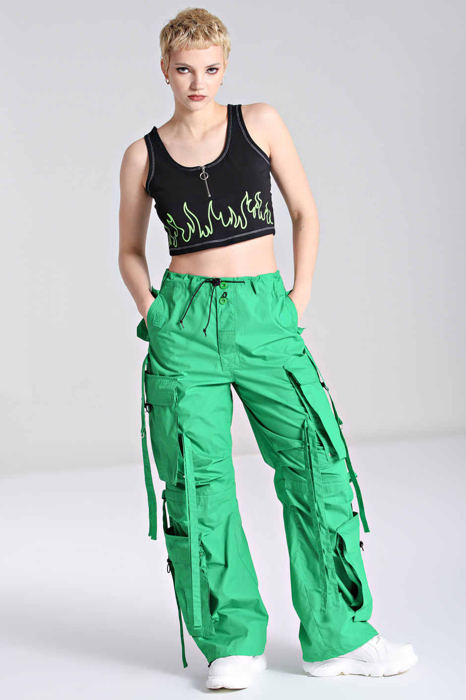 Bright green cargo pants on sale
