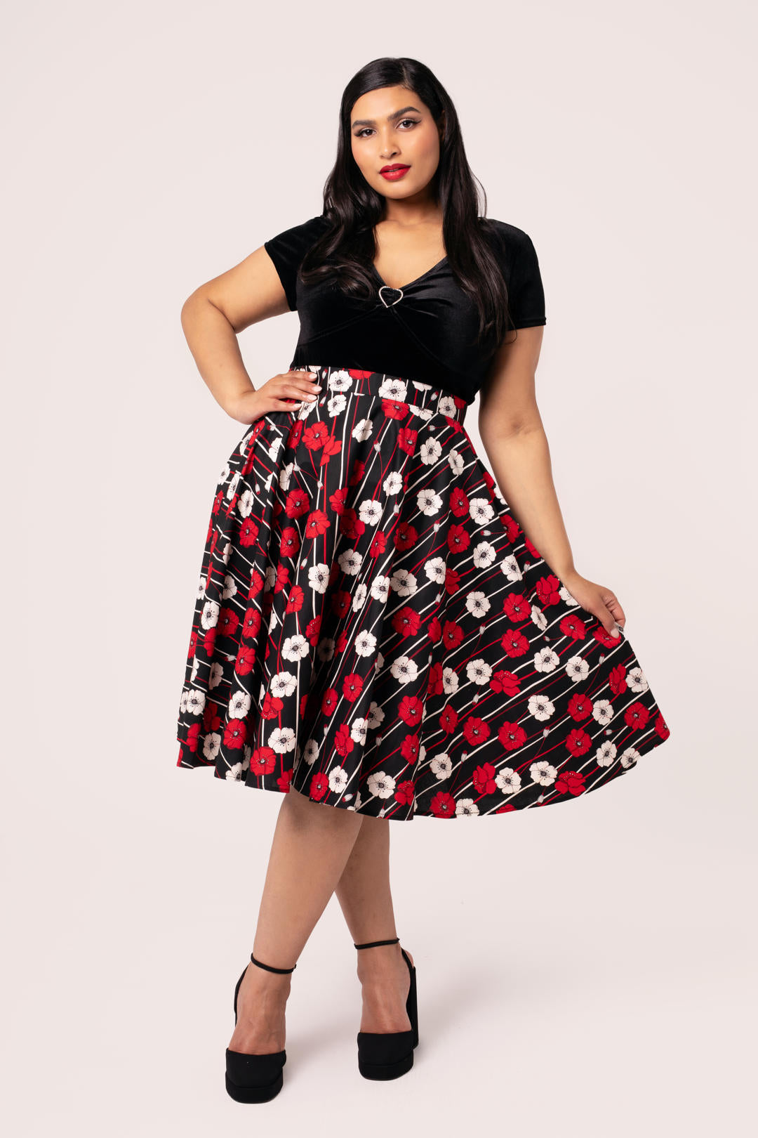 ❤️ヘルバニー HELL BUNNY サーキュラーワンピース　プードル Hell Bunny / Poodle pattern Circular Skirt - ◇Harajuku