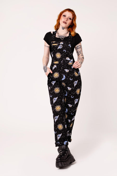 Hell Bunny Solaris Dungarees Black