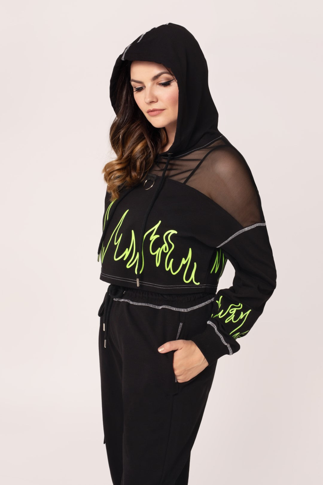 Black hoodie with flames on sleeves deals