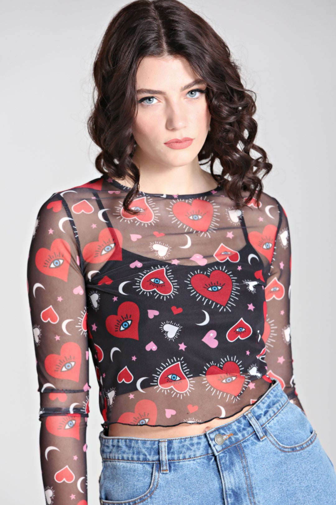 Kate Heart Mesh Top – Hell Bunny