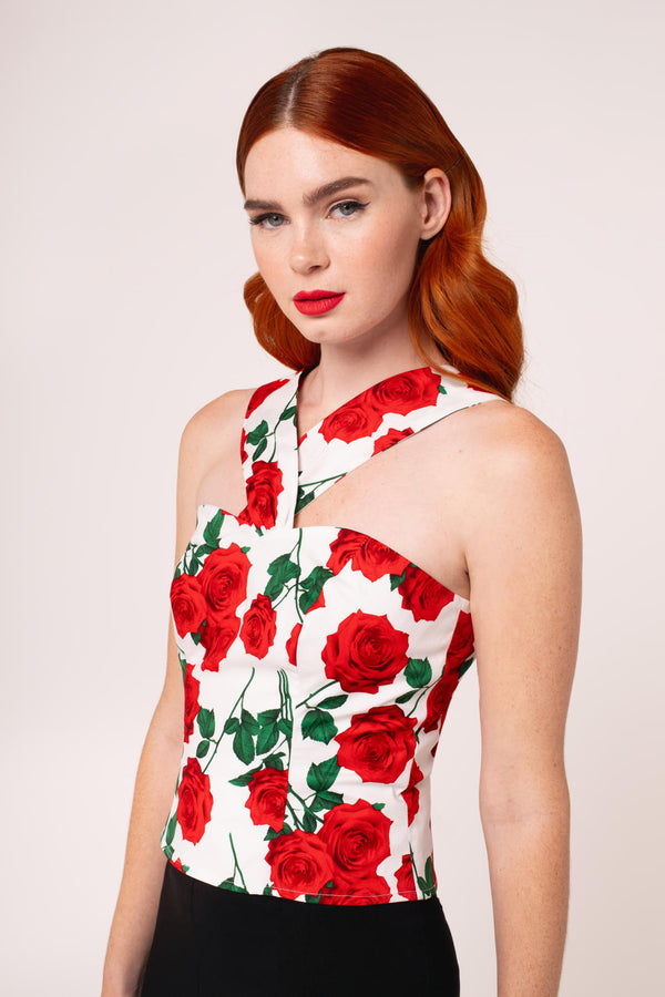Hell Bunny Dolce Vita Roses 50 Luvun Paita Musta main image 0
