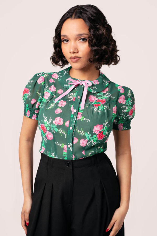 HELL BUNNY CINDY BLOUSE PINK main image 0