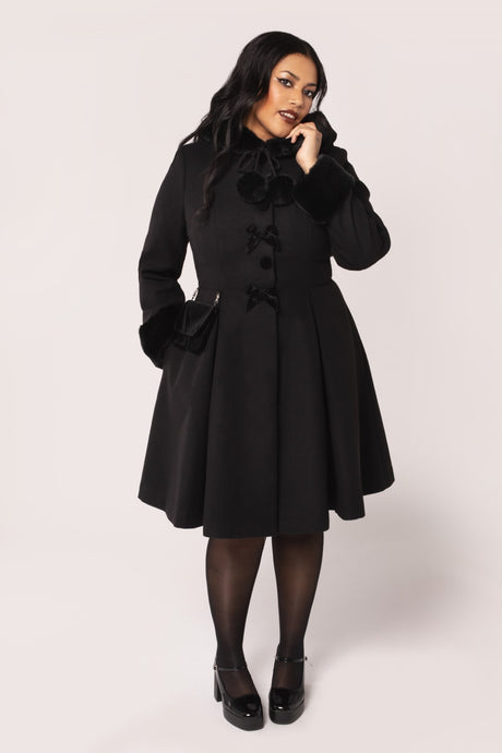 plus size black dress coat aohooy Dress Trench Coats for Women Thicken Single Breasted Notched Collar Peacoat Plus Size A-Line Long Sleeve Overcoat Black,M