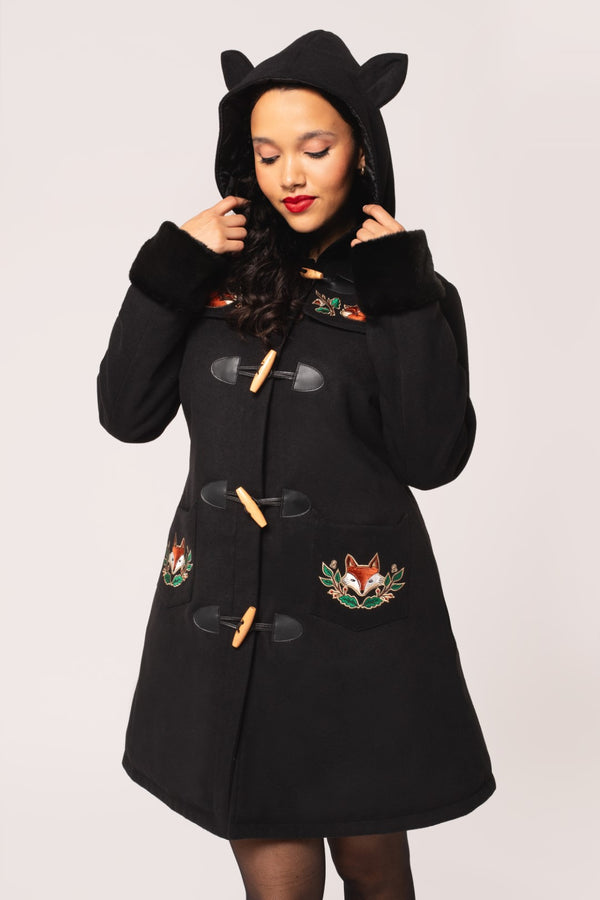 Hell Bunny Basil Fox 60s Coat Black main image 1