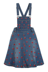 Strawberry Denim Pinafore Dress