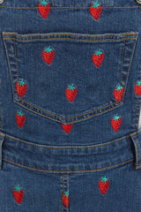 Strawberry Denim Pinafore Dress