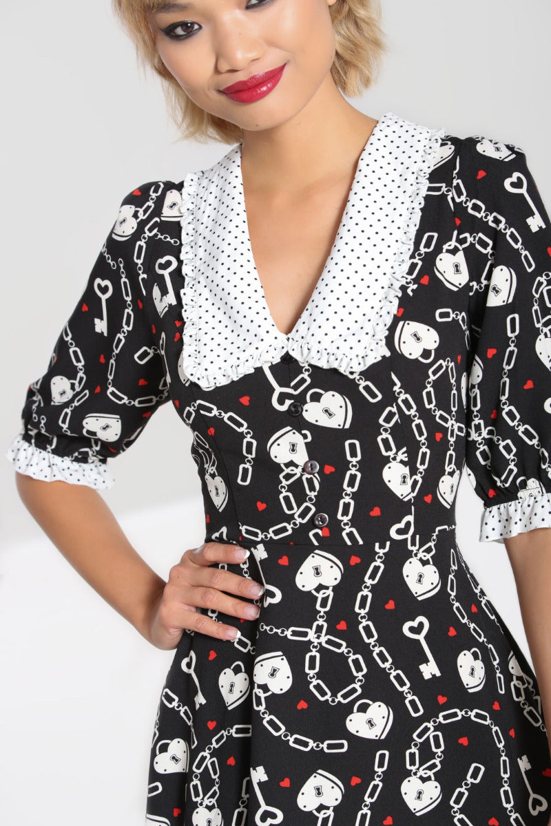 ★IVANA helsinki★ Hearts dot dress(2colors) Heart Lock Mid Dress – Hell Bunny