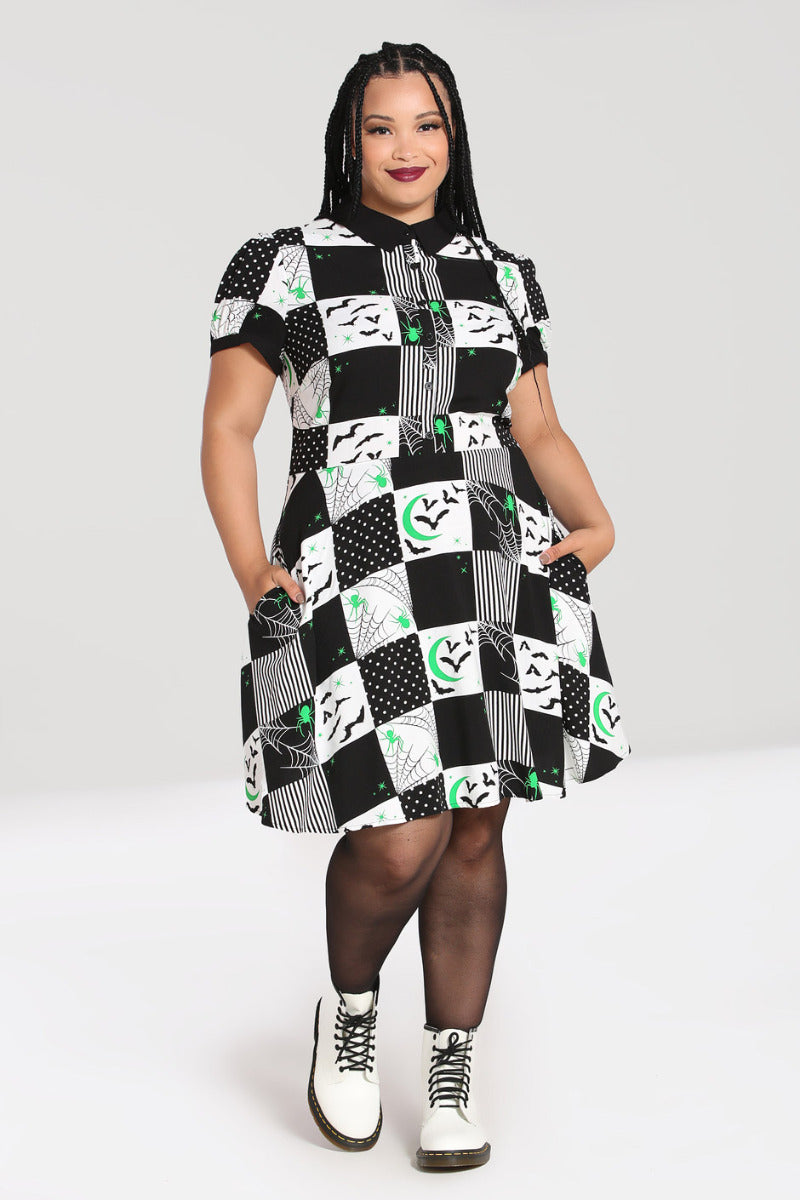 Plus size black and white sales checkered dress