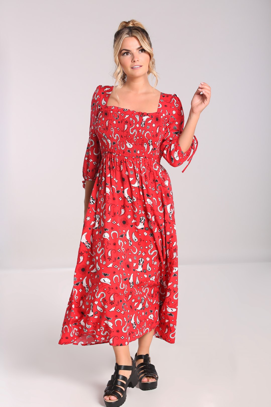 knee length dresses for ladies Tessie Maxi Dress  Hell Bunny