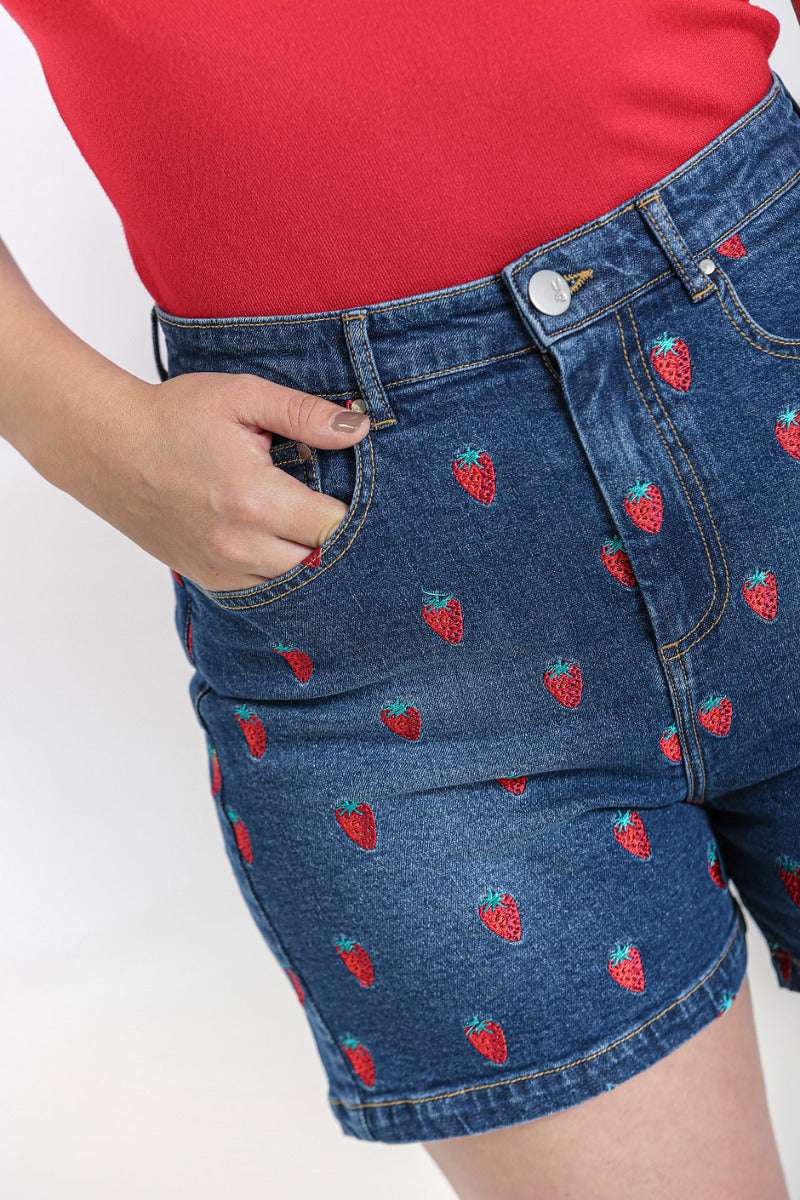 Strawberry Denim Shorts