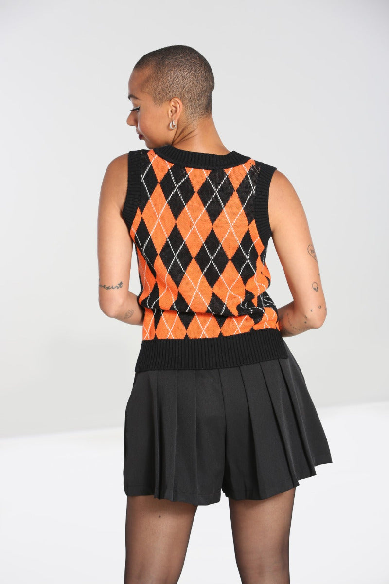 Rhombus Vest Black-Orange