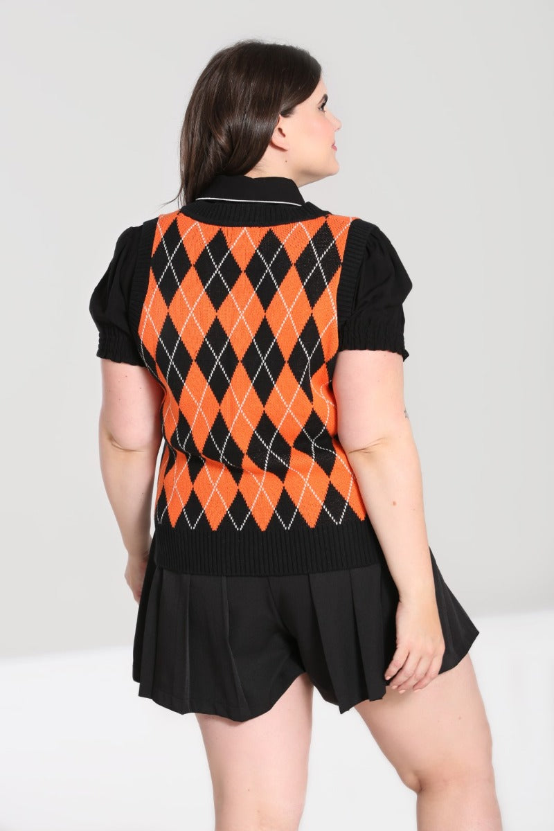 Rhombus Vest Black-Orange