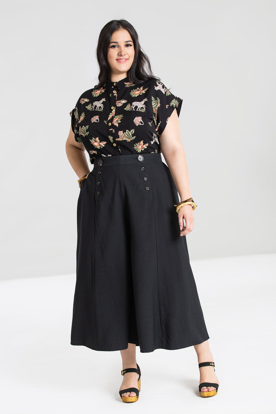 sheller leather like wrap culottes ブラック Murphy Culottes – Hell Bunny